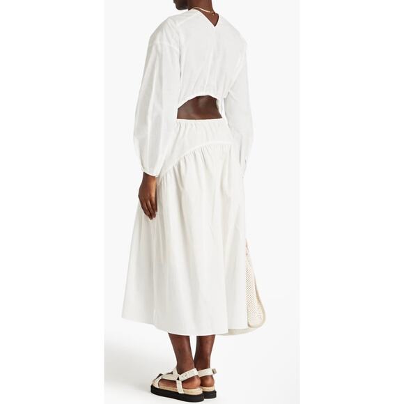 VINCE Cutout Slub Cotton‎ Midi Dress in White  size Small - Picture 3 of 9